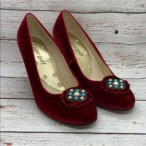 Ginger Goff Sadie Red Velour Heels